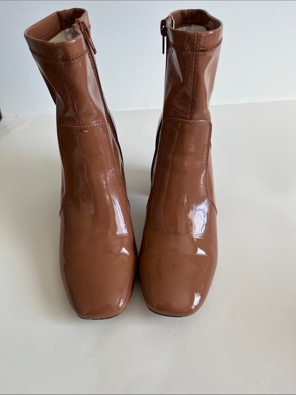 Madden Girl Glossy Chestnut Patent Ankle Boots